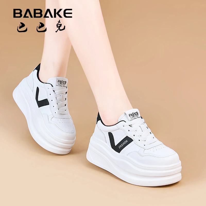 巴巴克6cm厚底小白鞋女款2024爆款百搭小个子增高女鞋YYA25232