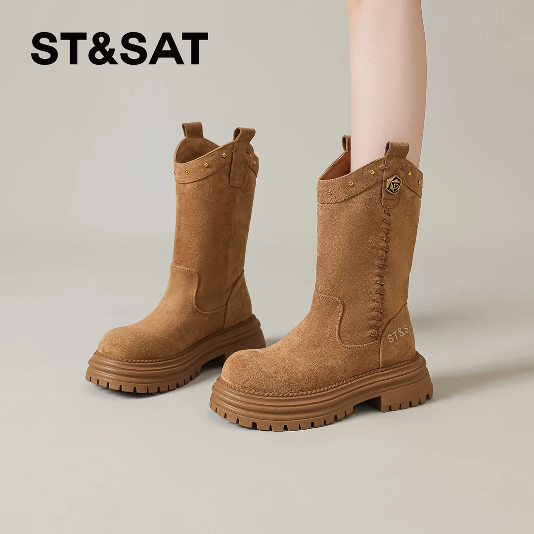 星期六厚底马丁靴女款2025新款秋冬季复古百搭时装靴英伦风女靴子