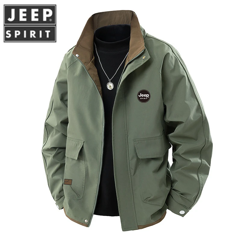 JEEPSPIRIT吉普春秋季新款夹克男士外套春款休闲宽松大码立领衣服