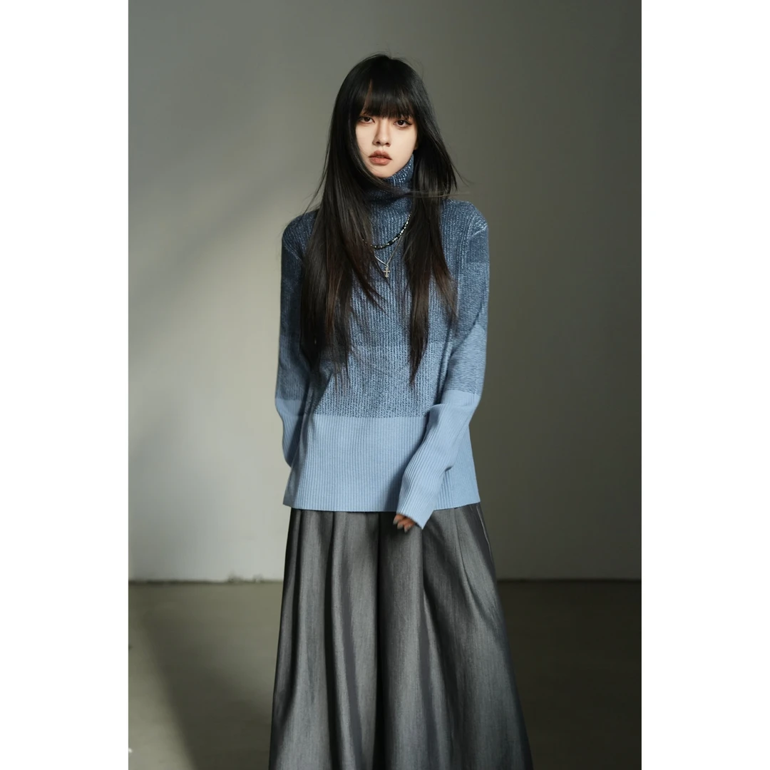 呆毛DM.FACTORY【假日余温】早春新款拼色修身高领打底毛衣DMJ3427