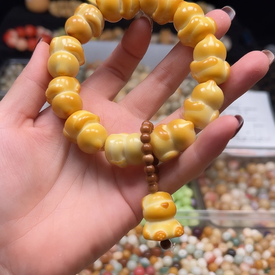 手串菩提根/象牙果微瑕 炭烤悟道猫1条有裂