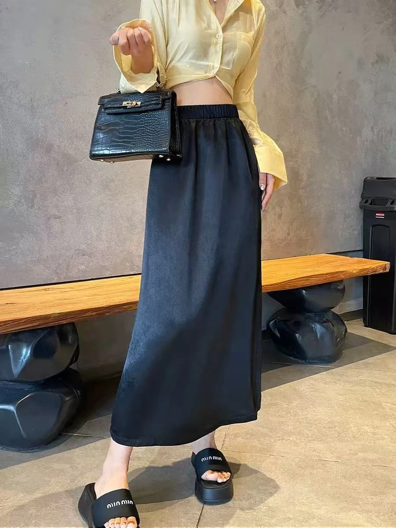 美美服装店030醋酸缎面半身裙女