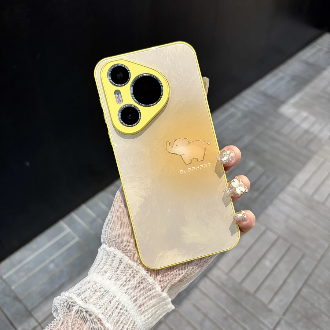 苹果/华为/oppo/vivo/小米 简约小象适用pura70肤感玻璃手机壳