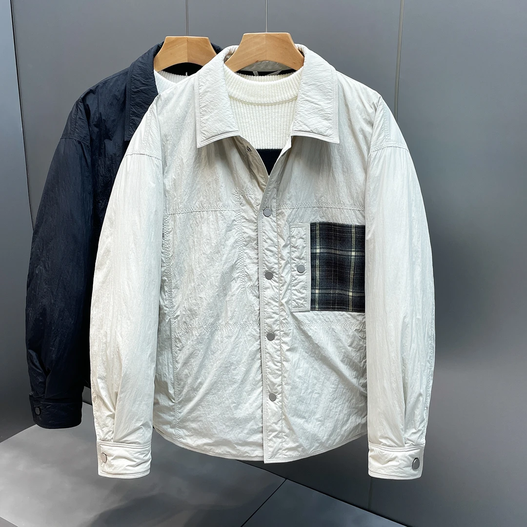 帅气不臃肿白鸭绒翻领羽绒服男冬装新款原创设计潮流宽松保暖外套