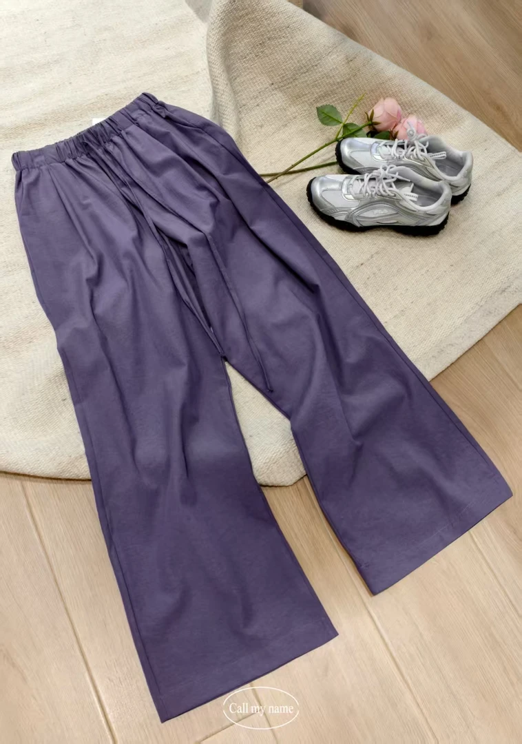 韩国代购.  Call my name  紫茄子  亚麻裤L25051019