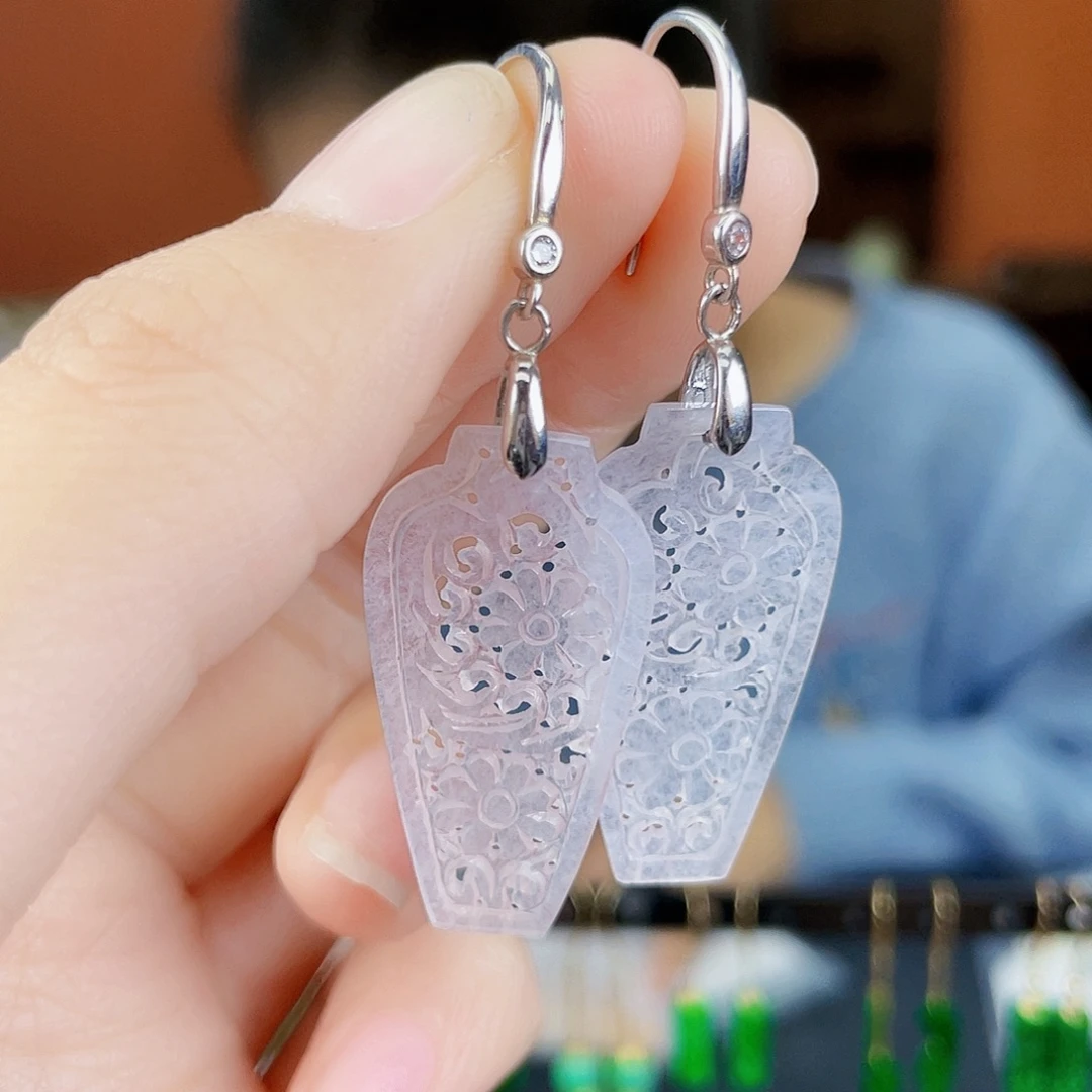 翡翠银S925镶嵌耳饰