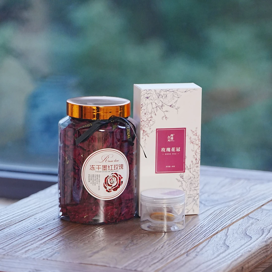冻干墨红玫瑰 玫瑰花冠茶罐装云南墨红玫瑰花茶伴手礼