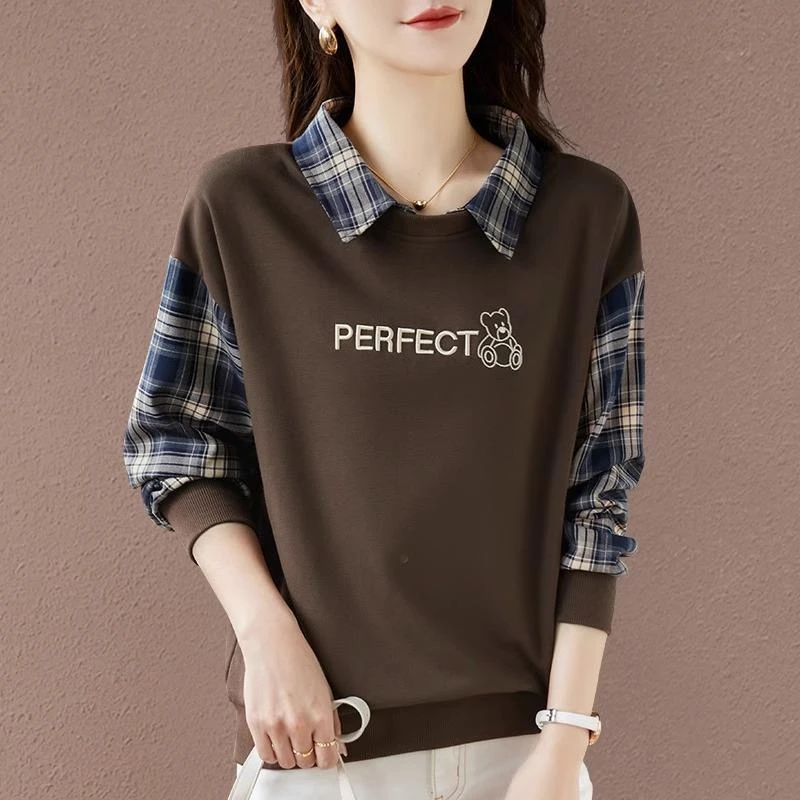 杜拉妮翻领假两件卫衣女春秋款2025年新款秋季韩版爆款高端上衣正