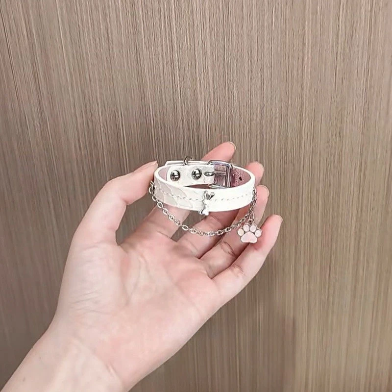 合金手链 手作白色可爱狗爪吊坠手链饰品手环小众设计感甜美少
