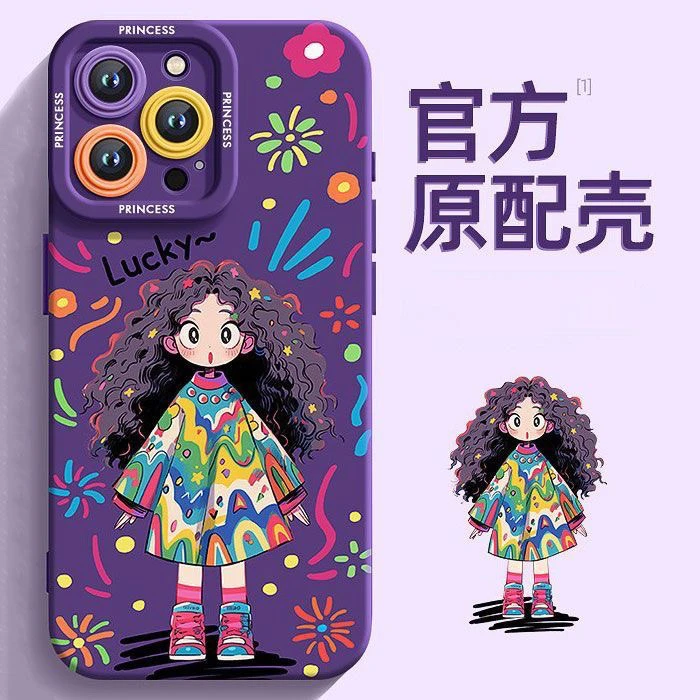 涂鸦女孩适用iPhone16手机壳苹果15瞳眼14新款13软壳12保护套11女