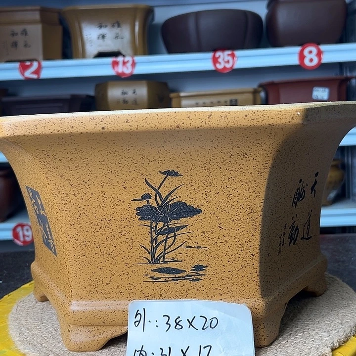 紫砂花盆蛇年大吉