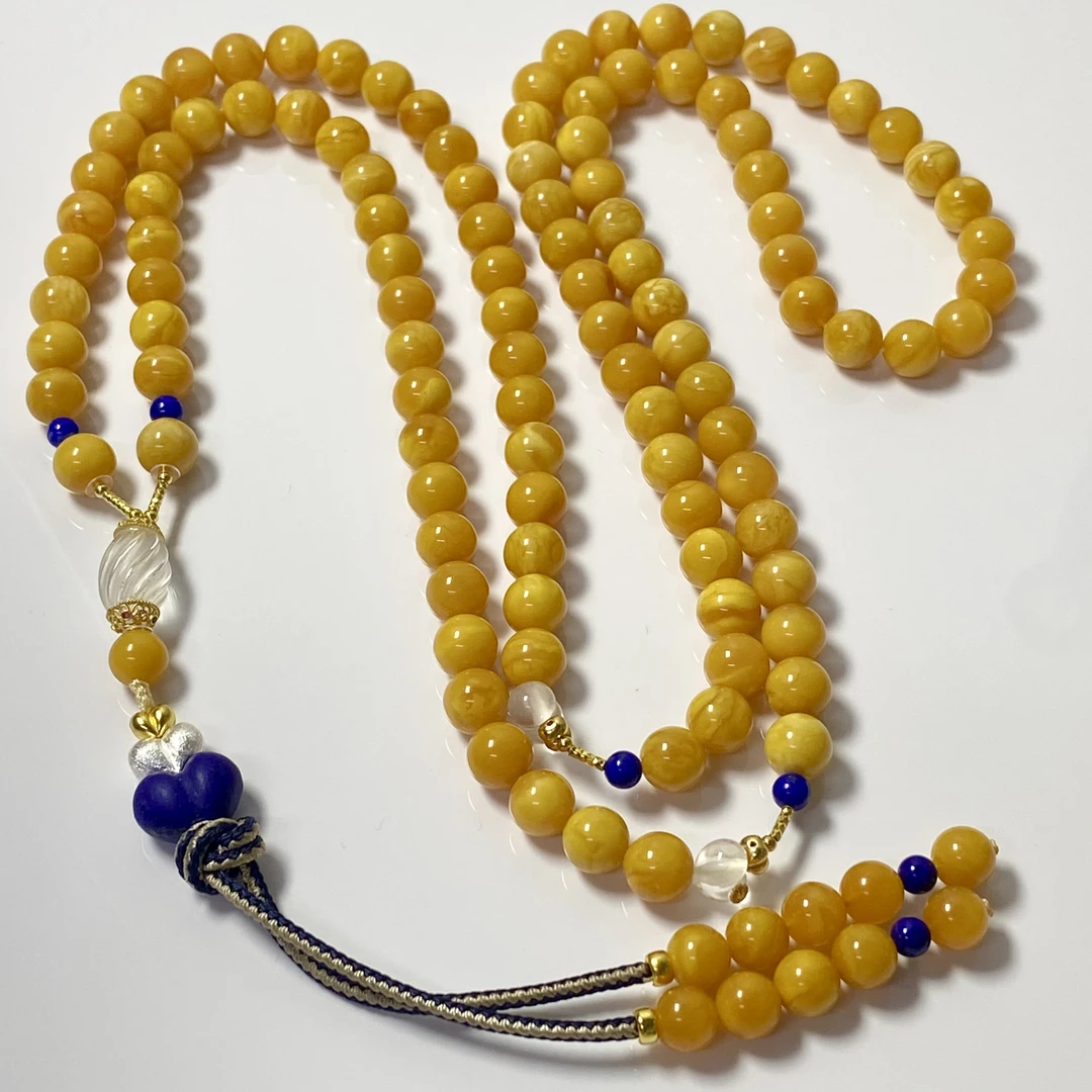 【亿轩珠宝】ZX155006花蜡108毛衣链diy青金石&水晶8mm+