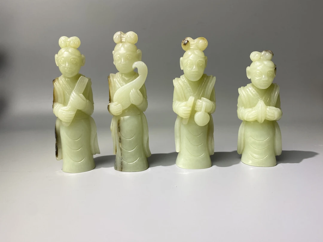 旧藏和田玉白玉带皮老玉汉玉乐佣人物摆件古董古玩文玩老货收藏品