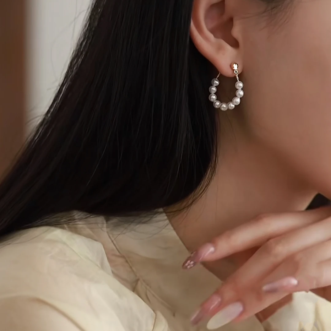 天然珍珠耳钉简约百搭珍珠耳环LH0731