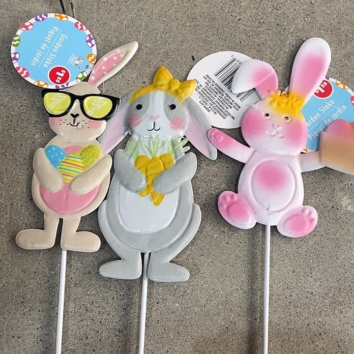树脂兔子花插三个