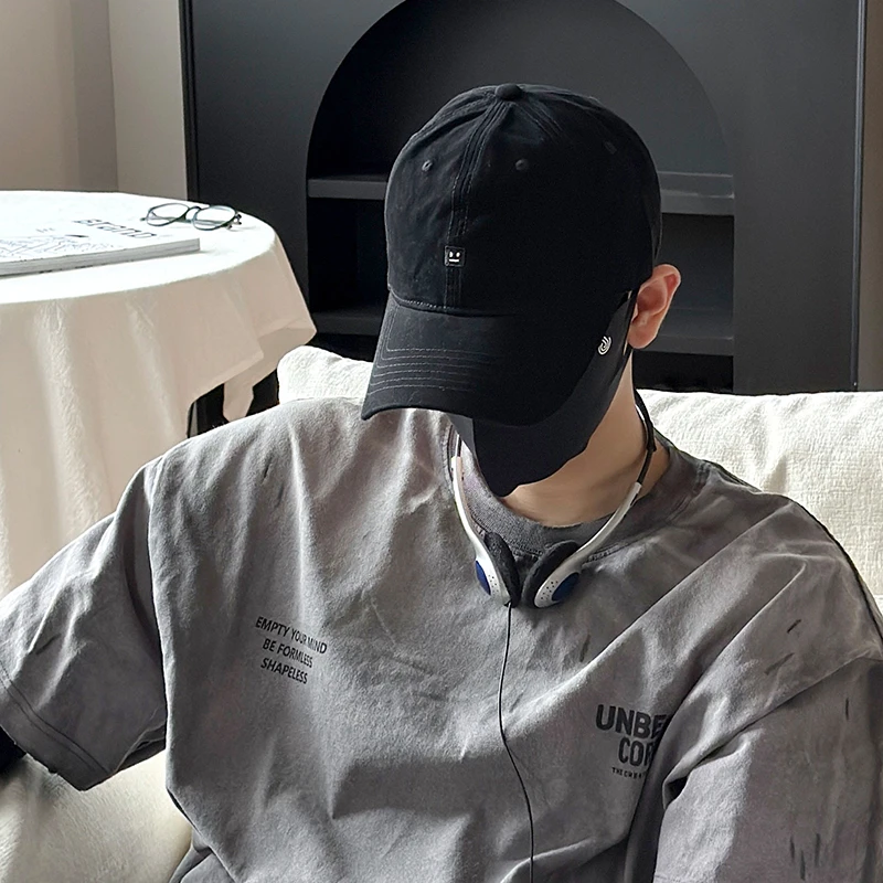 Jodhat韩版笑脸鸭舌帽男士简约时尚大头围显脸小帽子百搭棒球帽女