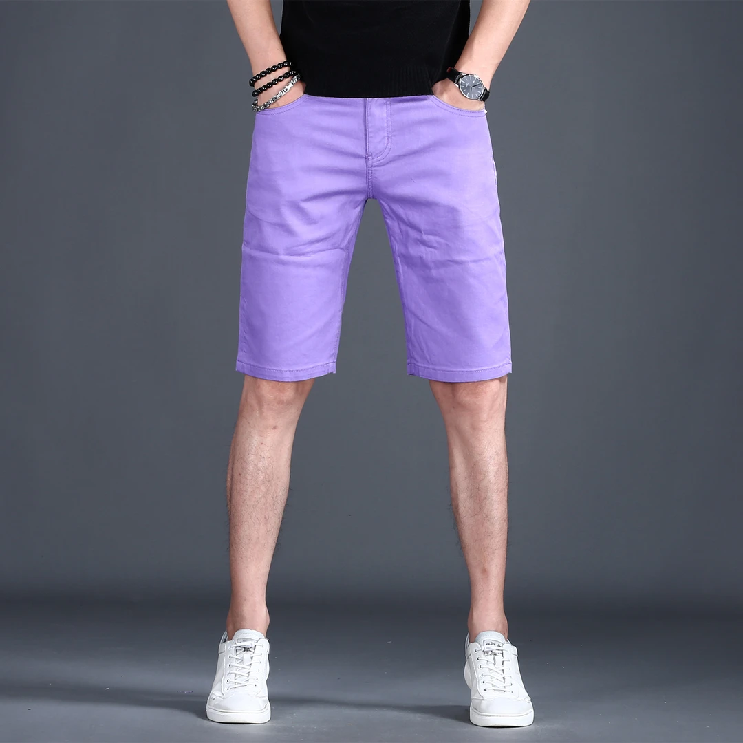 高档莱赛尔面料牛仔短裤男夏季薄款时尚潮流百搭弹力透气五分裤子