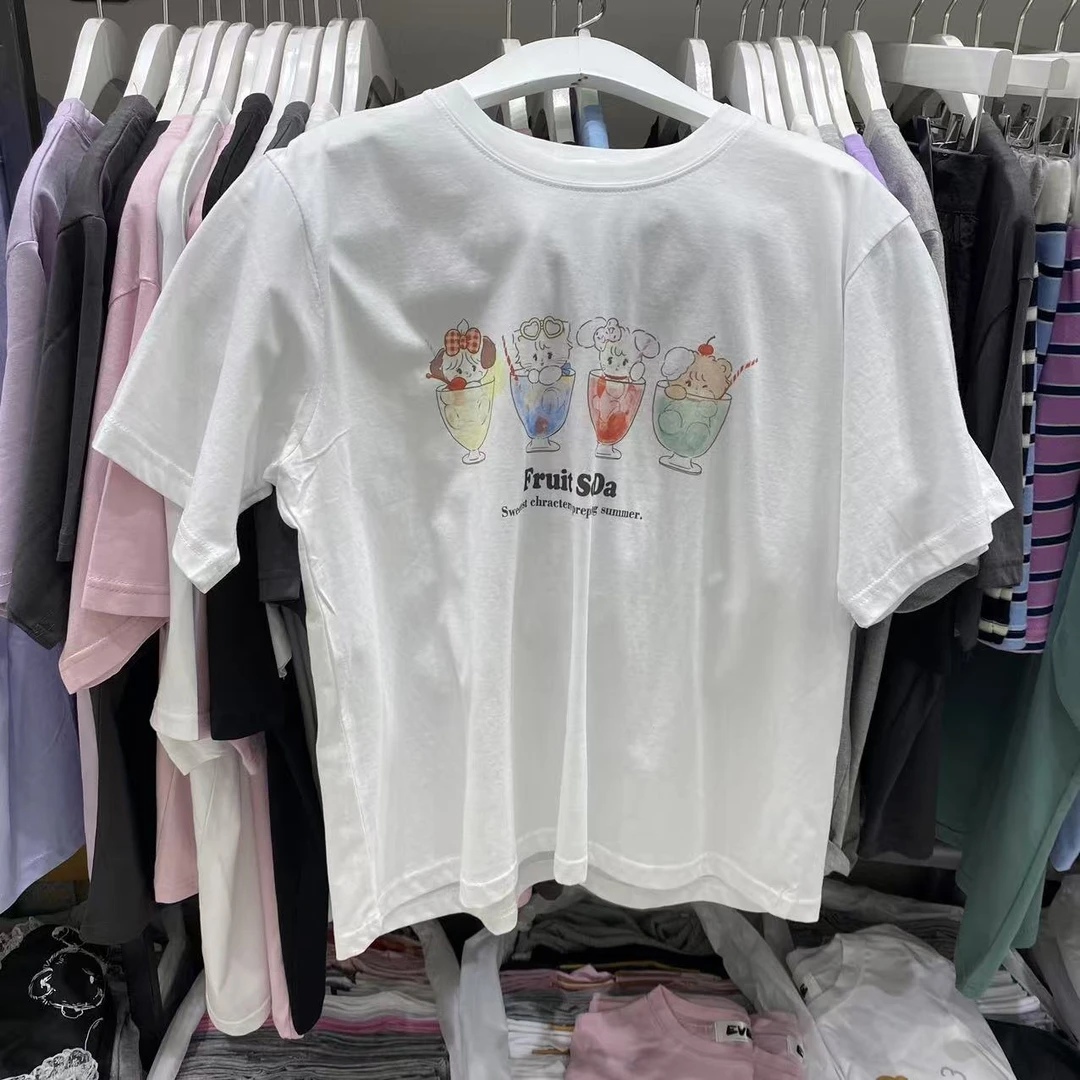 【A2在韩国】东大门EE卡通女士圆领T恤短袖百搭《NO退NO换》