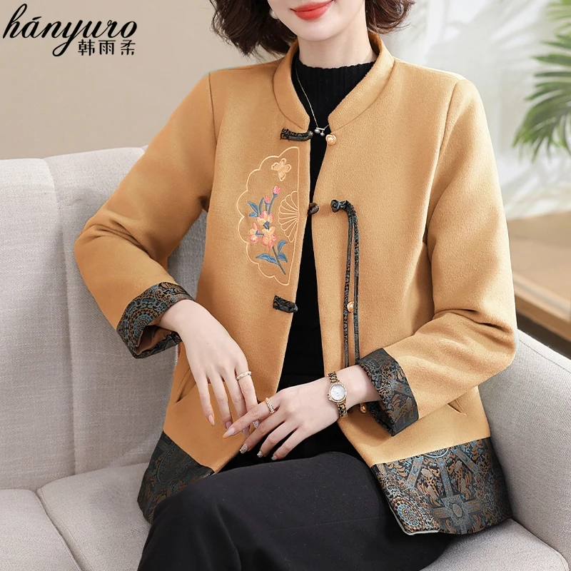 洋气妈妈春装毛呢外套新中式国风呢子大衣中老年女装春秋高贵上衣