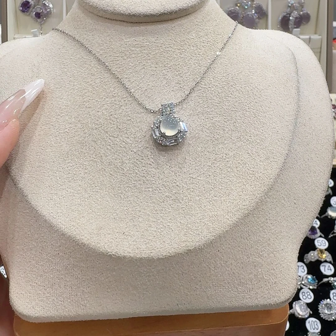 念***念蛇纹石玉银S925镶嵌吊坠(赠链)