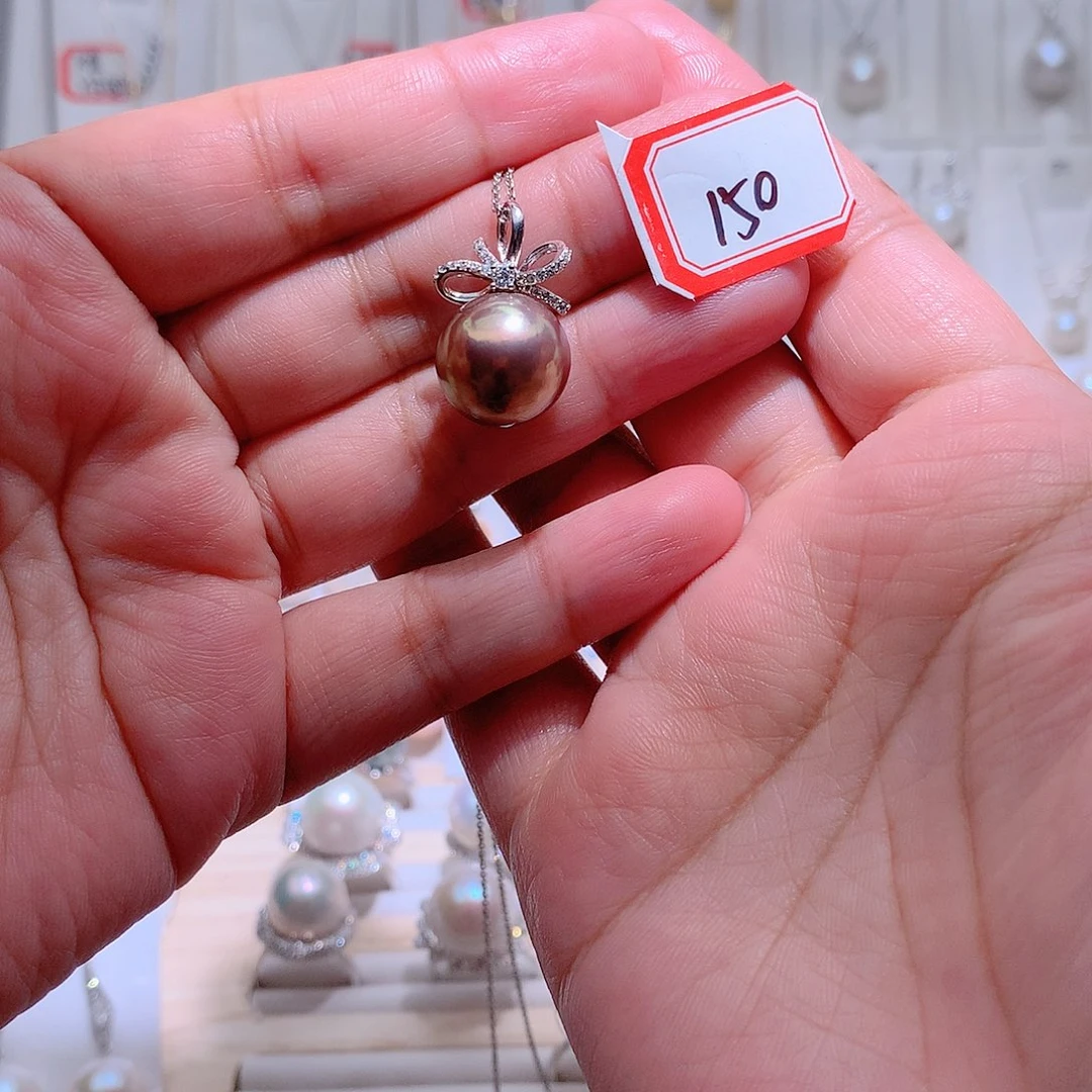 银S925镶嵌淡水珍珠吊坠(赠链)CC14-13+