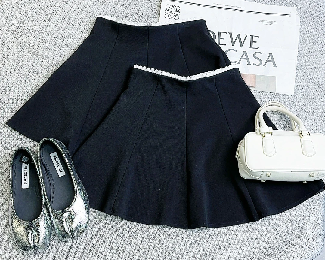 2513短裙#蕾丝花边高腰西装半身裙女2025春夏新款显瘦包臀裙短裙