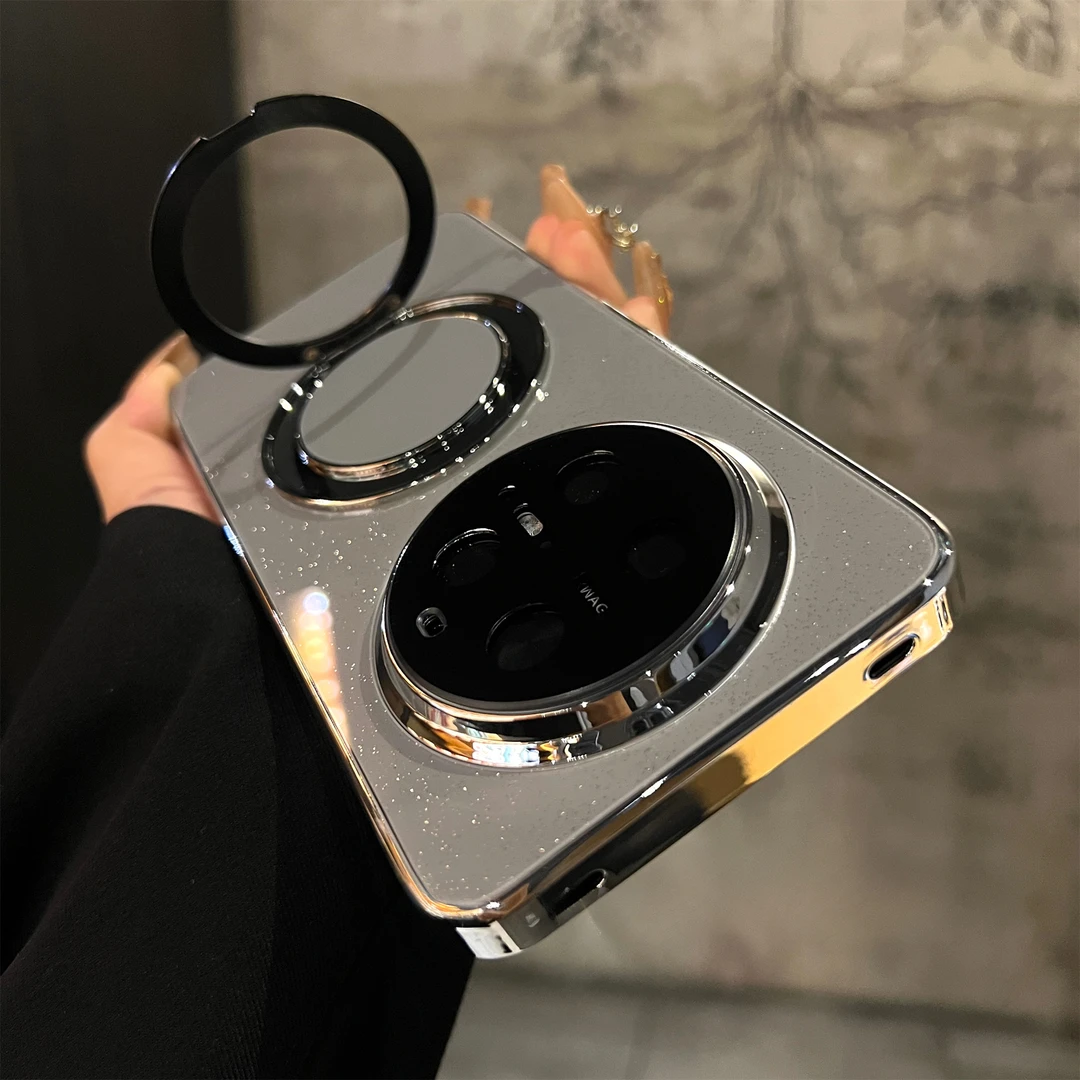 适用华为Mate70/60pro+磁吸电镀旋转支架Mate60冰晶满天星手机壳