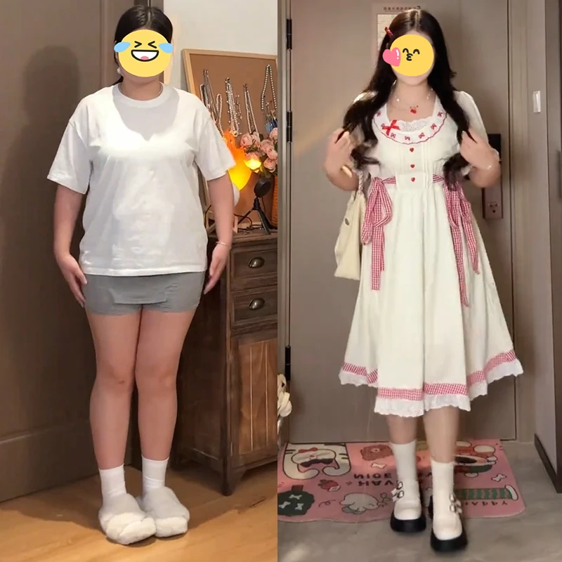 蕾丝边短袖连衣裙女夏季2025年新款小清新收腰显瘦甜美气质公主裙