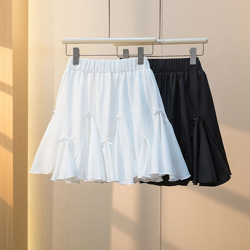 2025胖mm蝴蝶结半身裙女夏季大码蛋糕裙高腰显瘦A字蓬蓬短裙潮