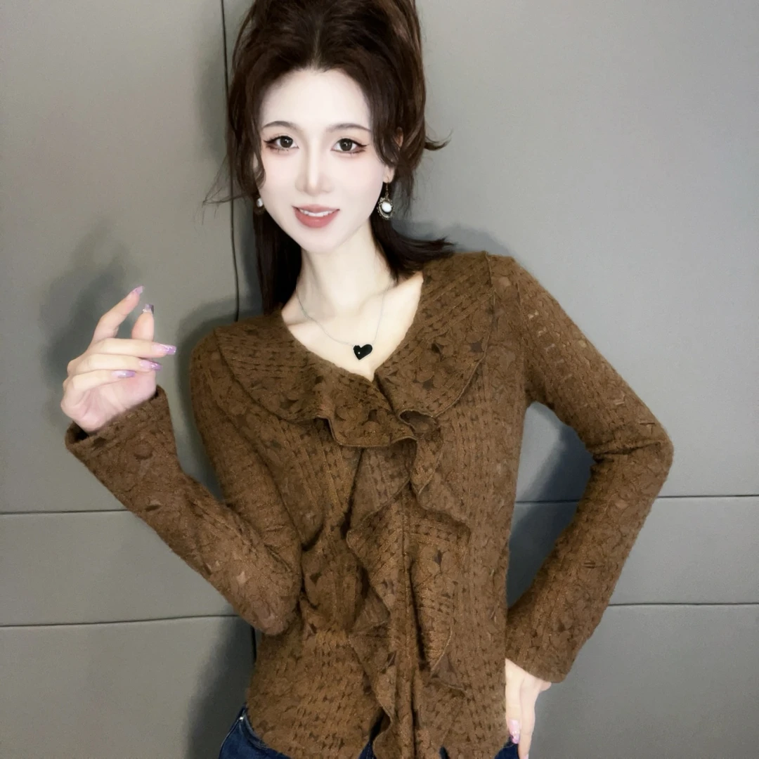 2025秋冬新款 设计感长袖T恤女修身显瘦时尚休闲百搭上衣232#