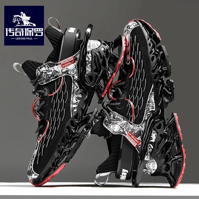 传奇保罗正版男鞋毒液秋季透气青少年篮球跑步鞋男休闲增高运动鞋