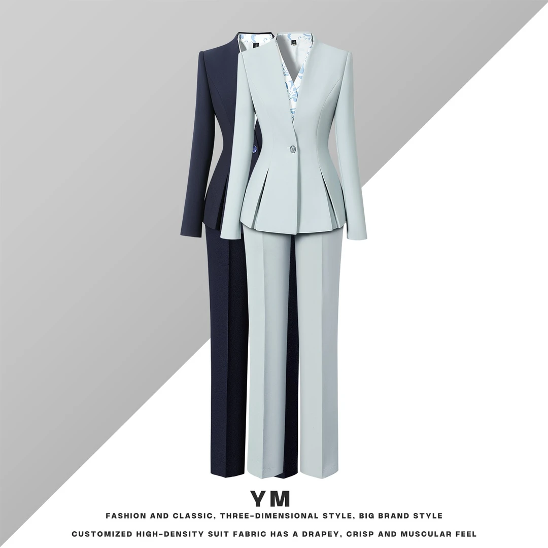 职业套装女春秋款时尚修身西装商务空姐主持人美容师售楼部工作服