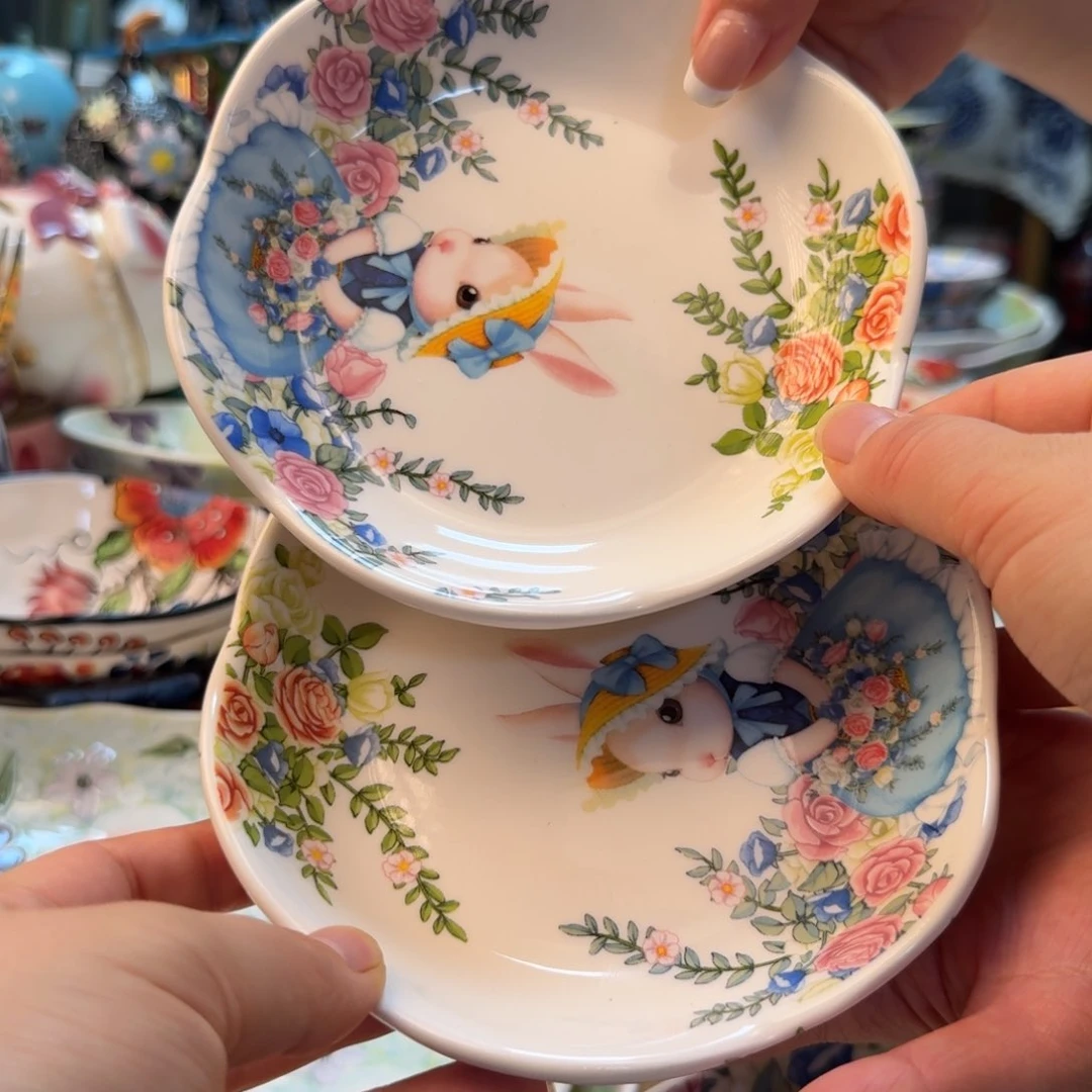 陶瓷5.5英寸南瓜兔小碟2只