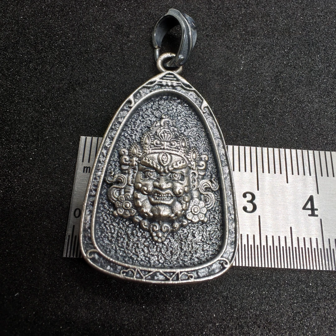 吊坠足银 纯银黄财神999足银椭圆13