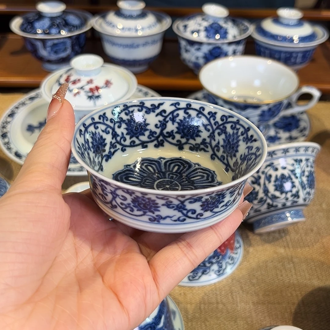 春花秋月缠枝莲杯杯