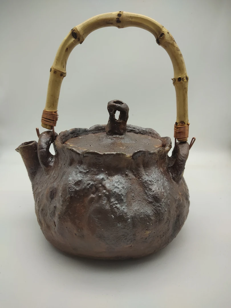 茶道茶器茶具复古手捏侘寂风志野烧南蛮烧柴烧提梁壶