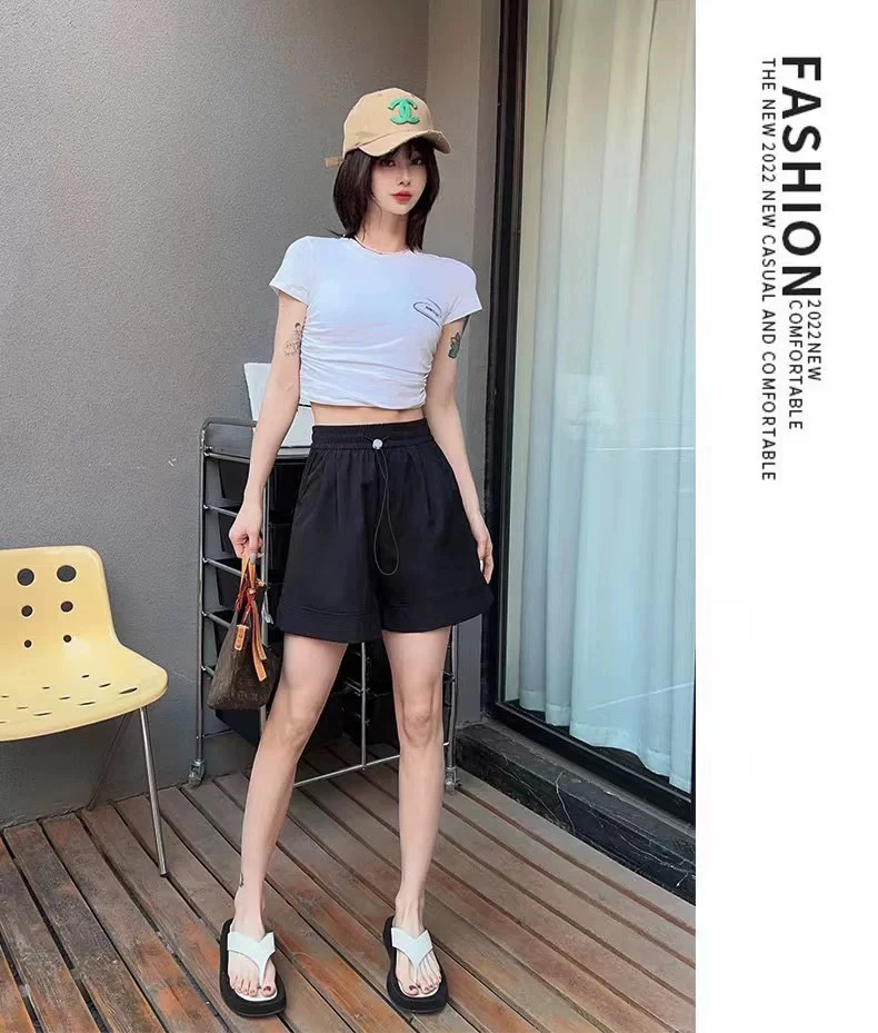 大码女装胖妹妹宽松时尚松紧腰短裤