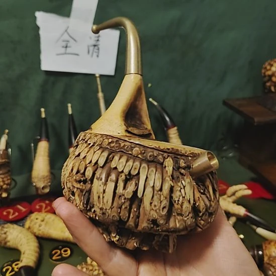 床***发贵州特色竹根烟斗工艺品手把件