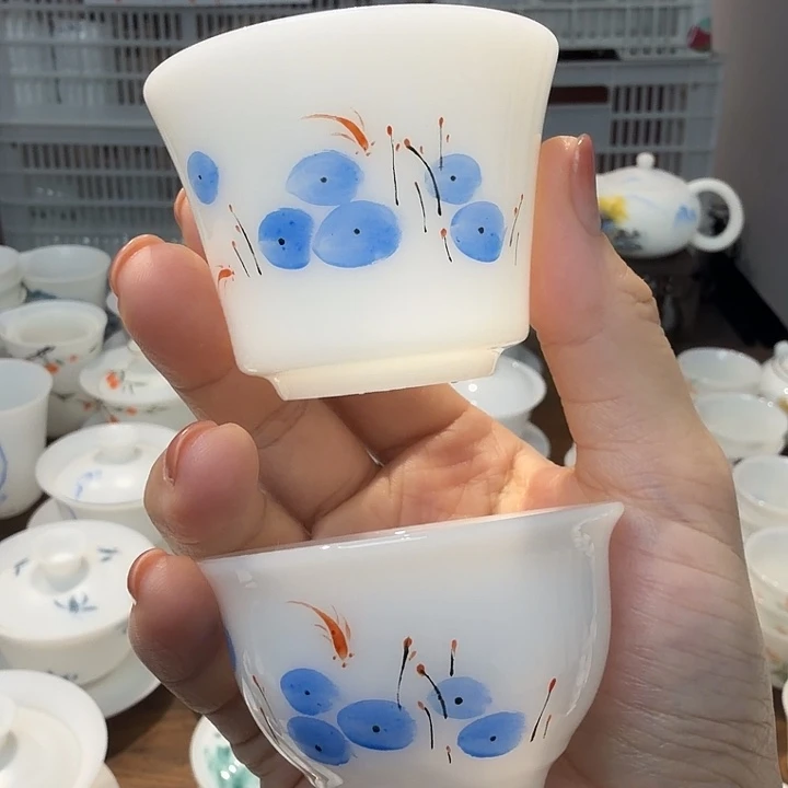 璞玉手绘釉上彩对杯62+69