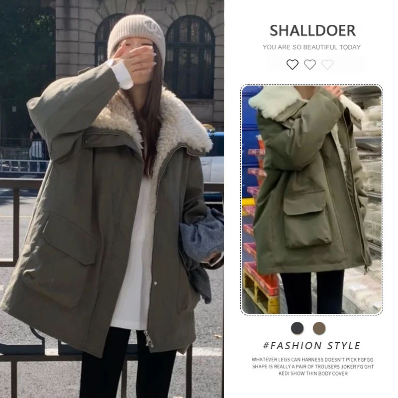 2025新款高级感气质百搭加厚保暖外套宽松显瘦中长款派克棉服女士