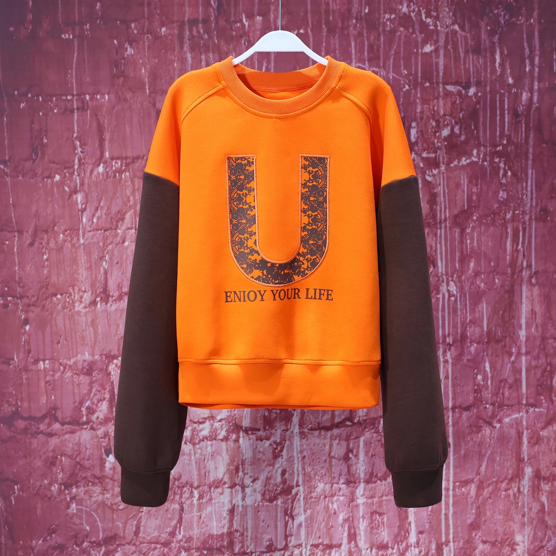 【LIANG哥女装】2025欧货设计《橙橘青时最有香》爱玛橙刺绣卫衣5983A