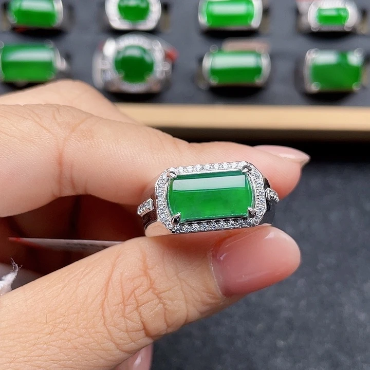 翡翠银S925镶嵌戒指编号3964没运费险