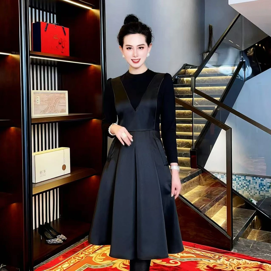 (邂逅赫本)鎏光织锦缎面轻奢晚宴裙贵气端庄高级感