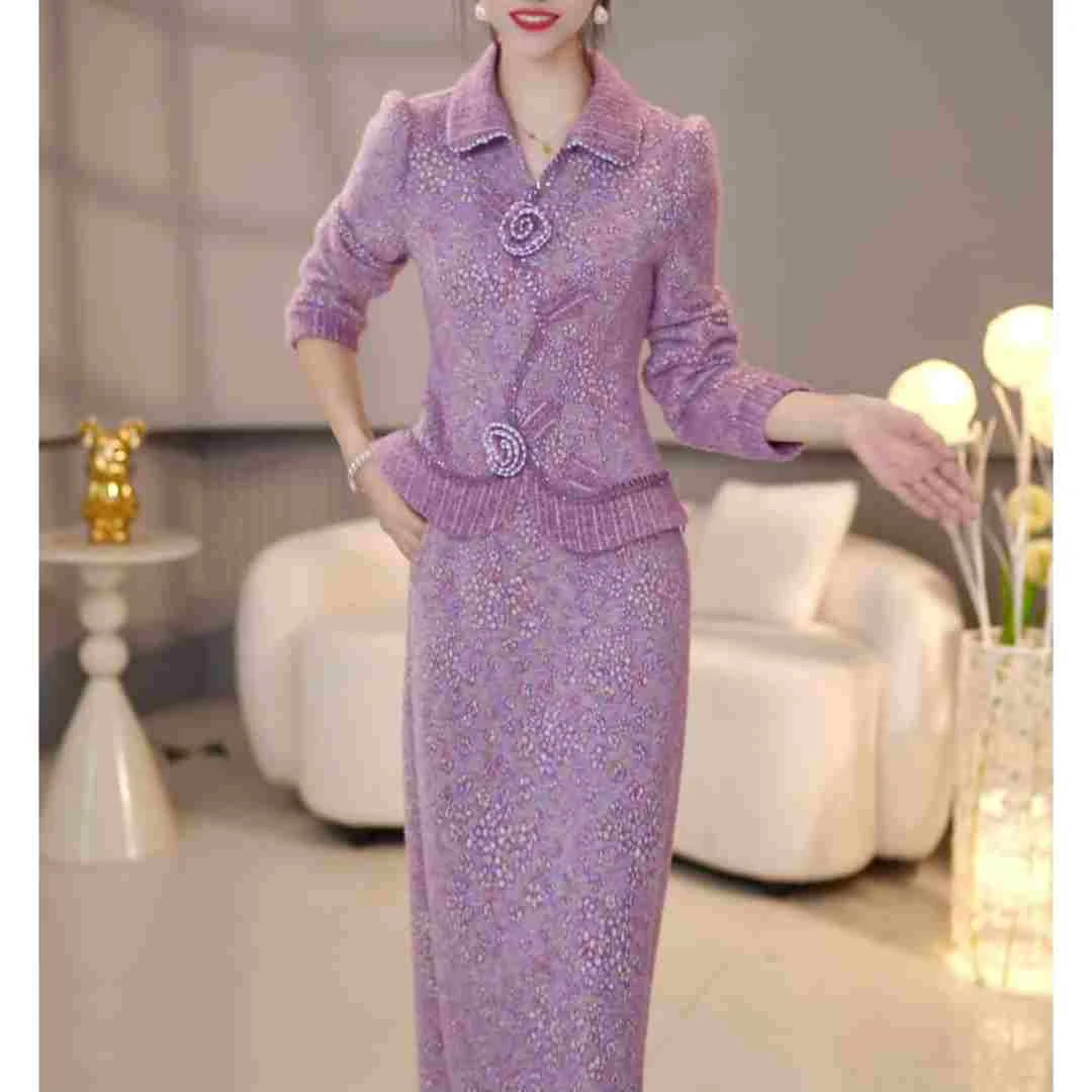 【套装定制】C1795上衣配半身裙两件套优雅时尚减龄收腰显瘦冬季新