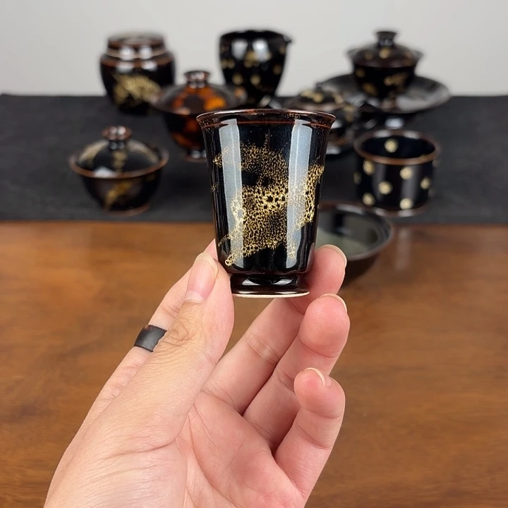 瓷洒彩鹧鸪斑闻香一口杯