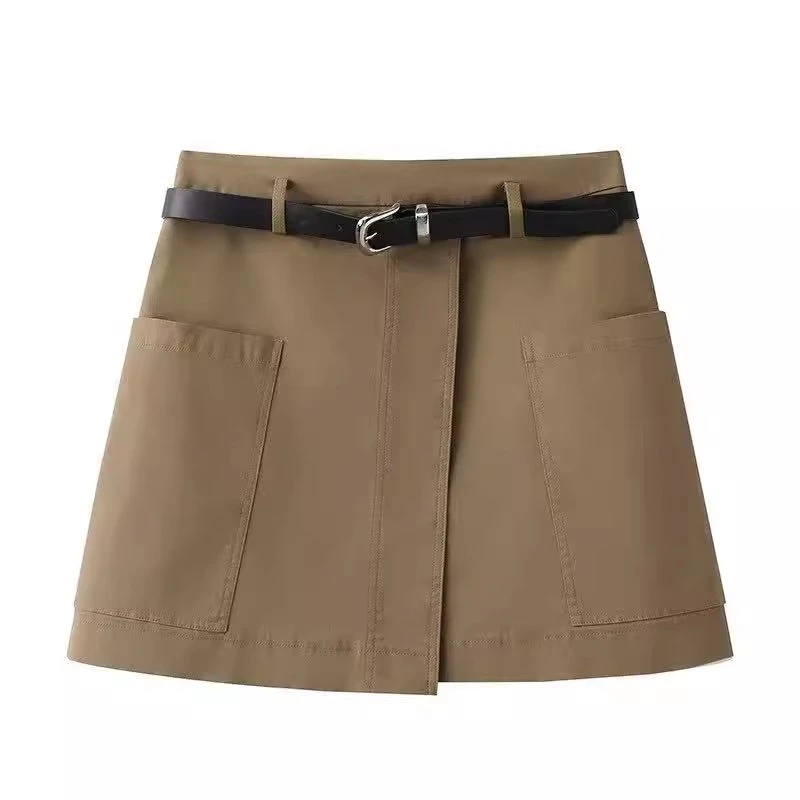 -艾家同款2025年夏季新款腰带高腰显A字半身腰裙50423512