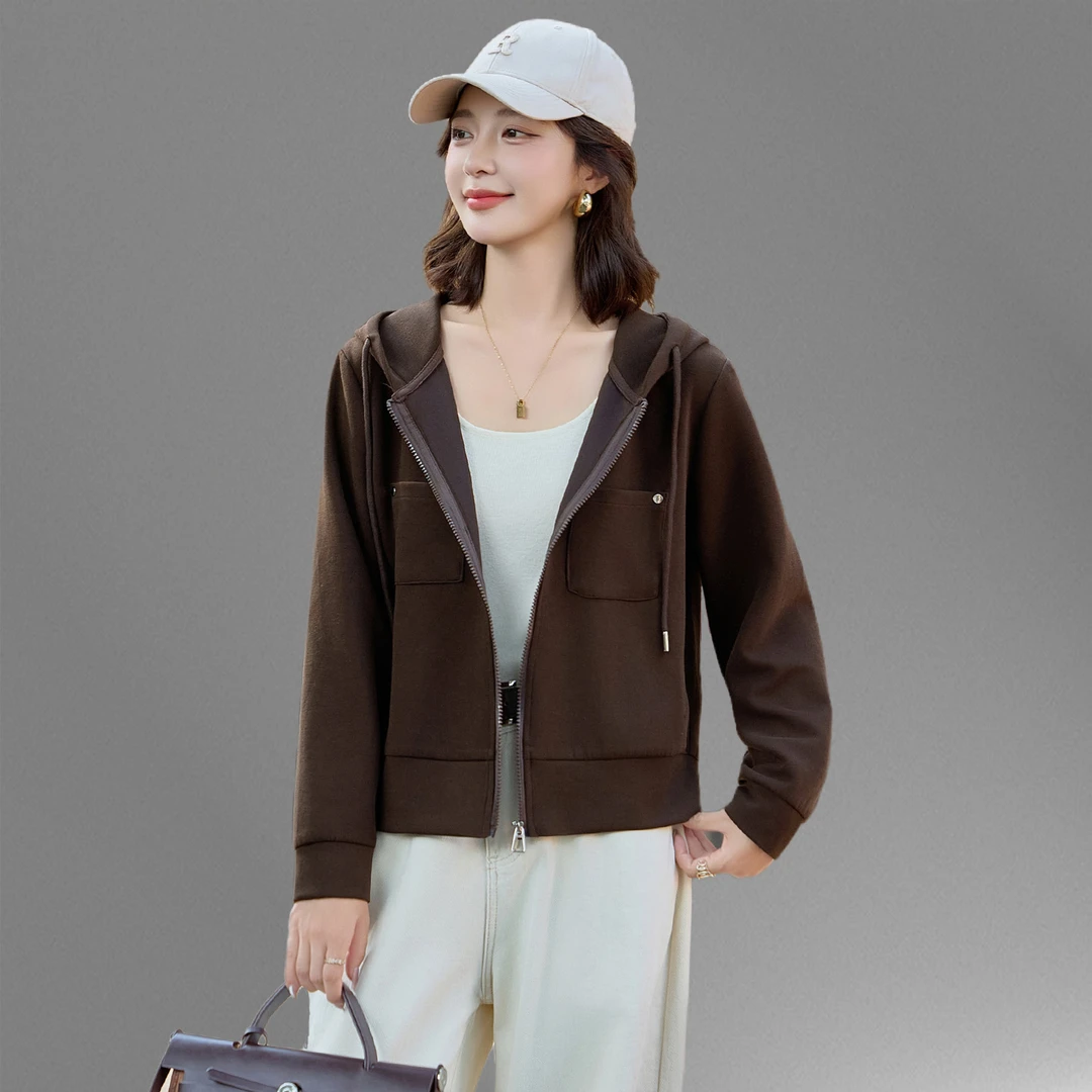 大码休闲连帽棒球服外套女2025春秋新款时尚小个子短款夹克衫上衣
