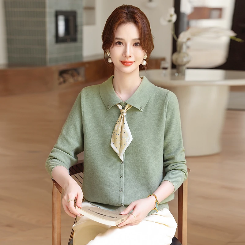 妈妈装秋季毛针织衫薄款学院风中老年女长袖秋冬时尚春秋气质洋气