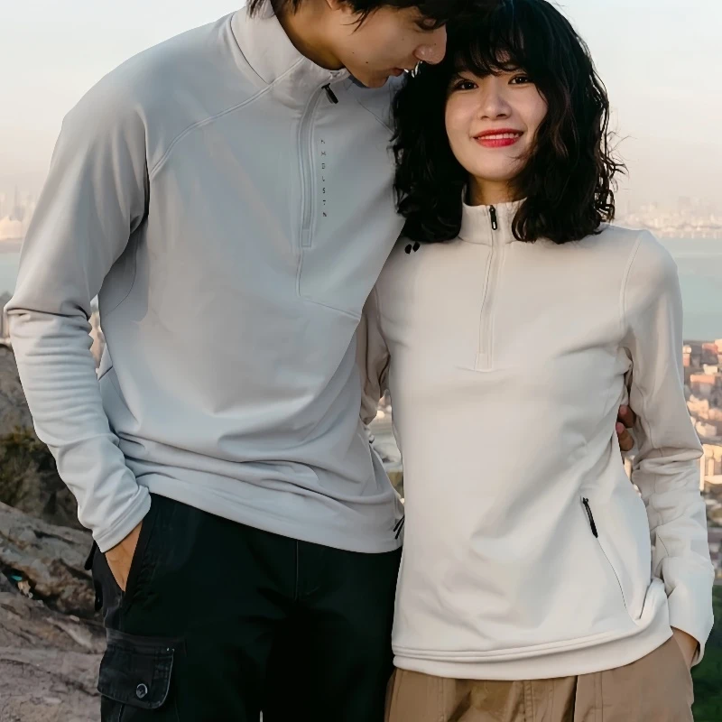 福利清货款！情侣户外半拉链打底衫蓄热保暖运动长袖T恤衫C1068