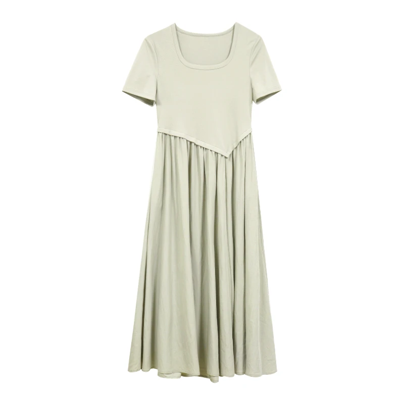 【微风情书】蛋妹大码女装微胖mm夏显瘦遮肉假两件连衣裙DM26483